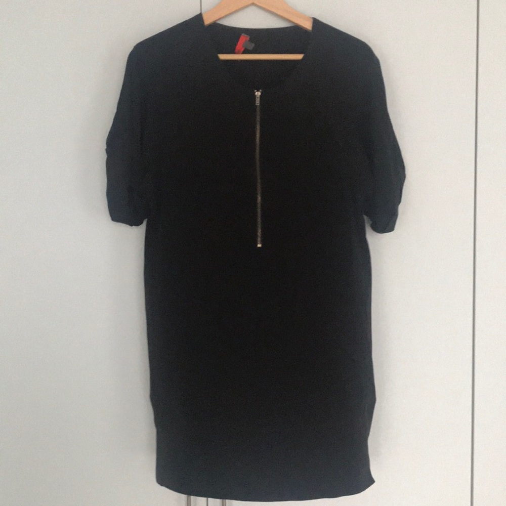 Black silk shirt dress